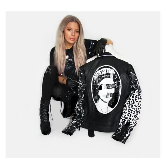 Boda Skins x Sara Sammakia - Super Cool Sh*t Leather Jacket in Black & White - Picture 7 of 8